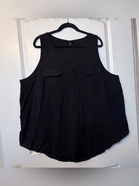 Torrid 4X Black Sleeveless Button-Front Tank Blouse *FLAW*